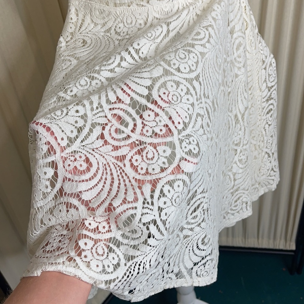 🎉HP🎉GORGEOUS DELICATE LACE DRESS- CREAM WHITE XS - Picture 6 of 10